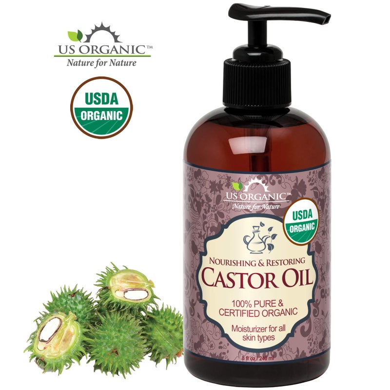 US Organic Castor Oil, USDA Certified Organic,Expeller Pressed, Hexane Free, 100% Pure & Natural moisturizing and emollient properties, For Skin, Hair Care, Eyelashes, DIY projects (8 oz (240 ml)) - Image 2